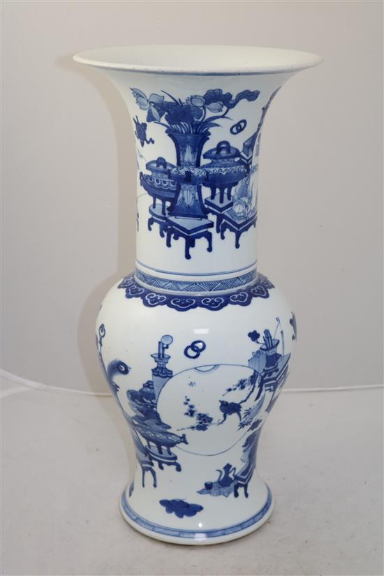 A Chinese blue and white yen-yen vase, probably Kangxi period, height 44.5cm